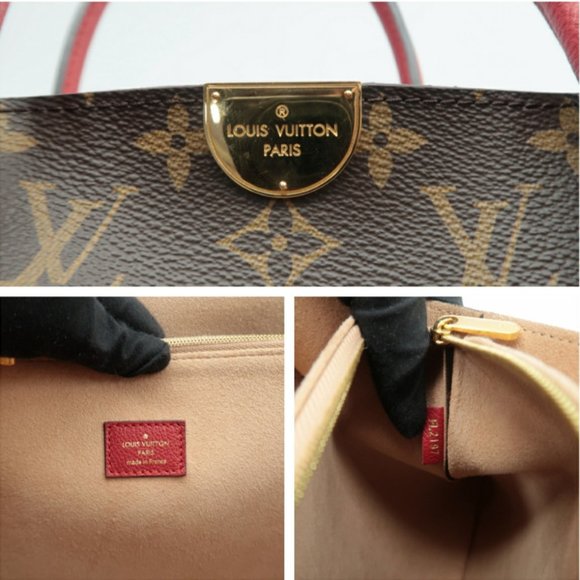 100% Authentic Louis Vuitton Flandrin Brown&Red Monogram Canvas Satchel  Bag - Picture 9 of 12